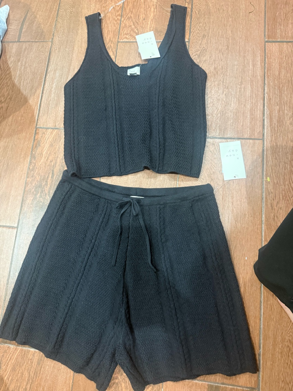 Set! A new day - Black Knit Tank Top & Drawstring Shorts Set Small NWT